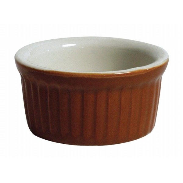 Tuxton China 2.5 oz. Ramekin Fluted - Black-Eggshell - 4 Dozen B4X-0252